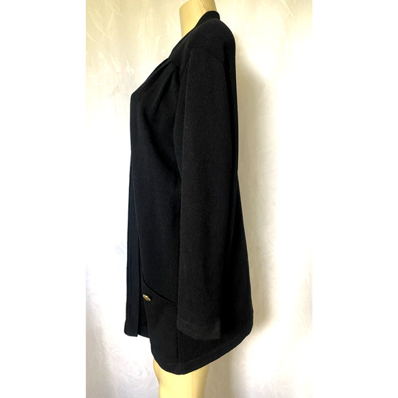 St John Santana Knit Open Jacket Cardigan Sweater Blazer Black Long Slee… - Picture 3 of 8